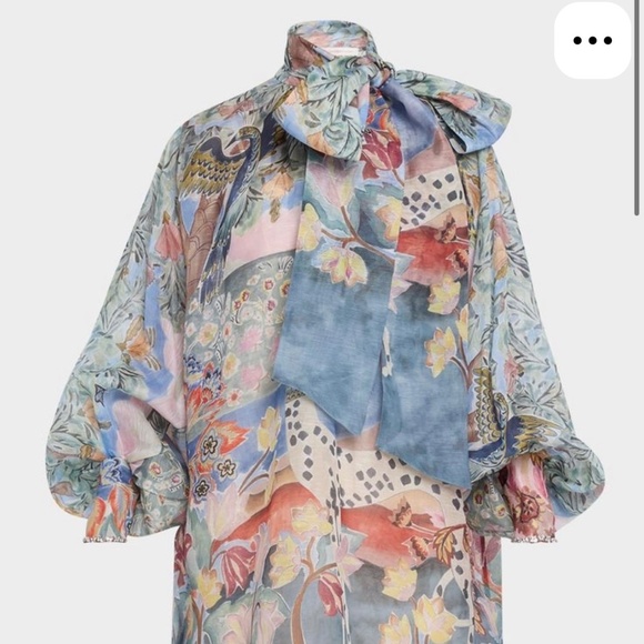 Zimmermann Dresses & Skirts - Zimmermann Multicolor Floral Long Sleeve Dress with Bow